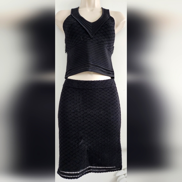 Guess Bandage Crop Top with Matching Skirt | Black | Large - Picture 1 of 9